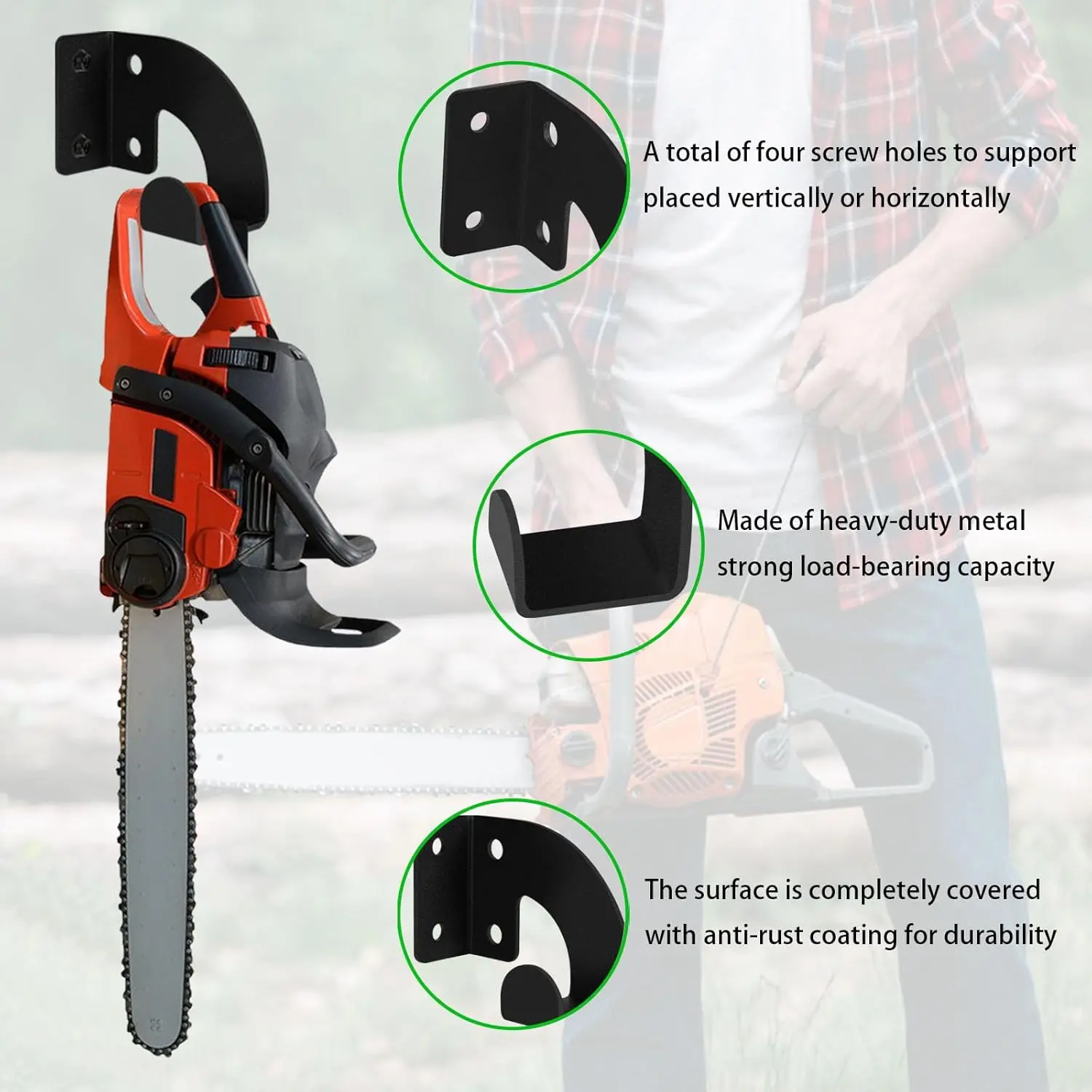 Metal Garage Storage Rack, Trimmer Hanging Hook, Multi-Functional Garden Tool Holder, Chainsaw Hanger, Durable Organizer for Tools, Yard Tool Rack, Tool Storage Racks