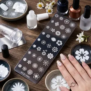 Professional Stainless Steel Nail Stamp Set, Nail Art Tool: Butterfly, Floral, Leaf, Jewel & Geometric Patterns. High-Definition Fast-Drying Ink, Reusable Plate, Anti-Scratch Coating, Portable Case. Perfect for Gel Art.