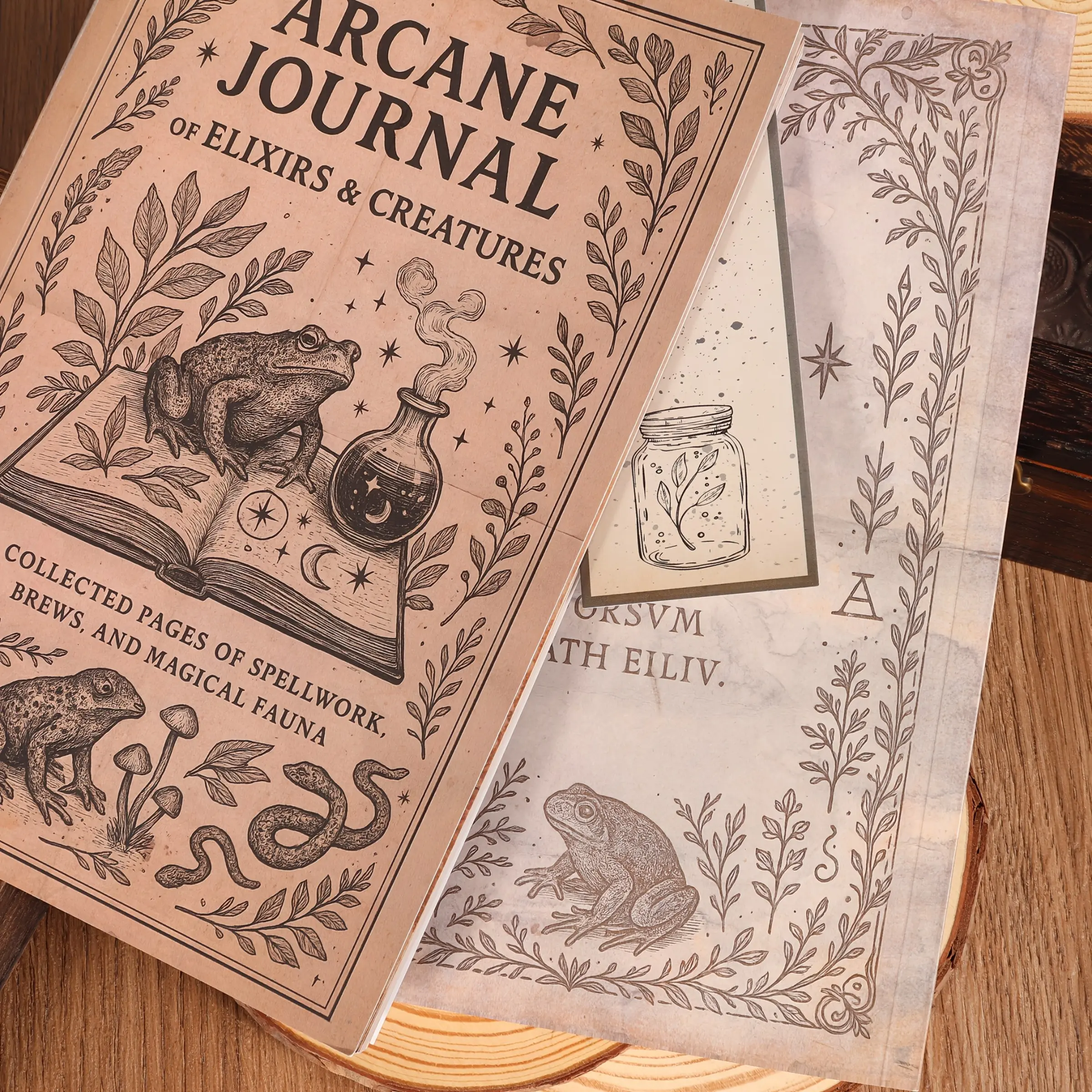 JAIMAN 80pages A5 Journal Notebook with Two Bookmarks, Magical Herb, Spellbook Theme with Dark Academia, Aesthetic Notebook, for Diary, Planner Decor, Junk Journal, Crafts, Writable Notepad, Soft Cover Notebook