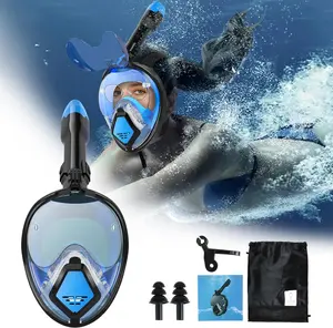 Devilfish Full Face Snorkel Mask Adults, Dry Top System Snorkeling Set with Foldable Sunglasses, 180 Degree Panoramic View Snorkel Gear, Scuba Diving Masks Anti-Leak & Anti-Fog