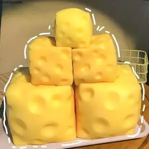 Simulation Large Cheese Stress Relief Toy, Slow Rebound Moldable Tofu Ball, Hand Squeeze Venting Ball, Relaxation Toy