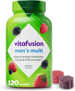 Vitafusion Men's Multivitamin Gummies Berry Flavored 120 Count 60 Day Supply Natural Ingredients No Gluten Dairy or Synthetic Dyes Support Energy Metabolism Muscle & Immune Health
