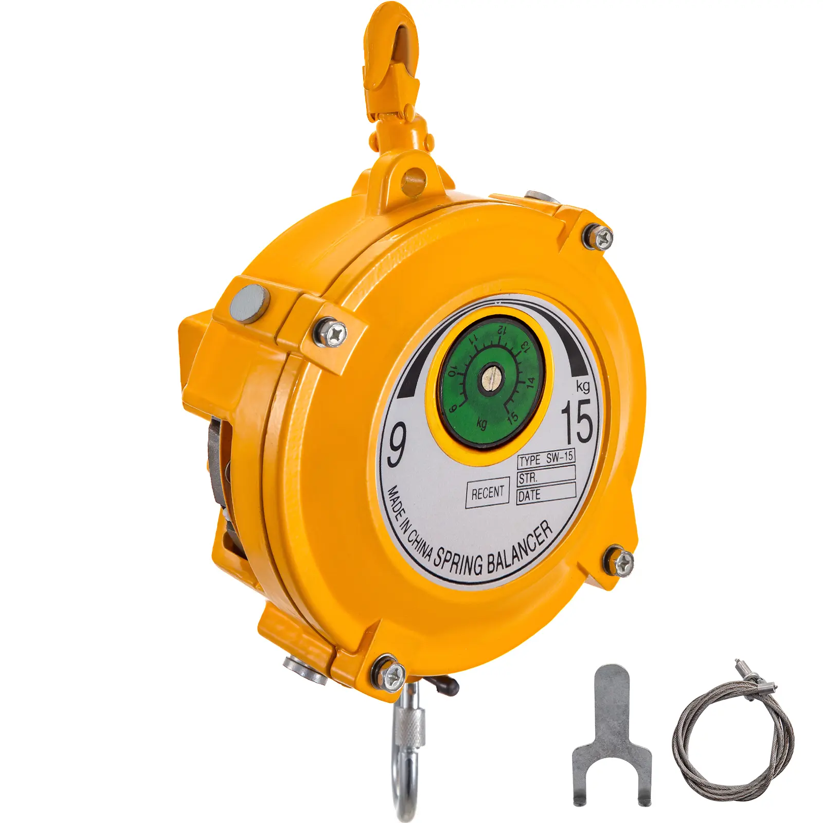 【Summerfinds】VEVOR Spring Balancer 20-33lbs(9-15kg) Retractable Tool Holder 1.5m Length Tool Balancer with Hook and Wire Rope Adjustable Balancer Retractor Hanging Holding Equipment in Yellow