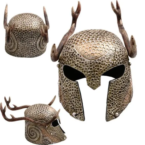 212 MAIN Resin Dog & Cat Helmet - Nordic Female Nord Design with Stag Antlers, Authentic Detail Pet Gear Accessory, Elder Scrolls Game Replica for Cosplay Fans, Elderscrolls