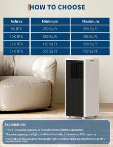 Gaomon 8000 BTU Portable Air Conditioner with Black Top, Remote Control, Dehumidifier, Fan, Auto Swing, Solar-Powered Cooling for 350 Sq Ft Rooms