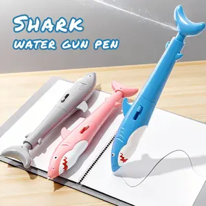 1/3pc Shark Water Gun Pen - Retractable Shark-Shaped Water Gun with Teeth, Durable ABS Plastic, School & Office Prank Tool, No Batteries Needed, Shark Decor, Perfect Gift for Students & Adults (Yellow), Playful Design, Fun Stationery