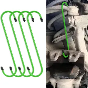 2PCS Brake Caliper Hangers,Brake Caliper Tool/Brake Caliper Compression Tool for Changing Brake Pads,Braking,Universal Automotive Tools Brake Caliper Hooks with Rubber Caps (2, Green)