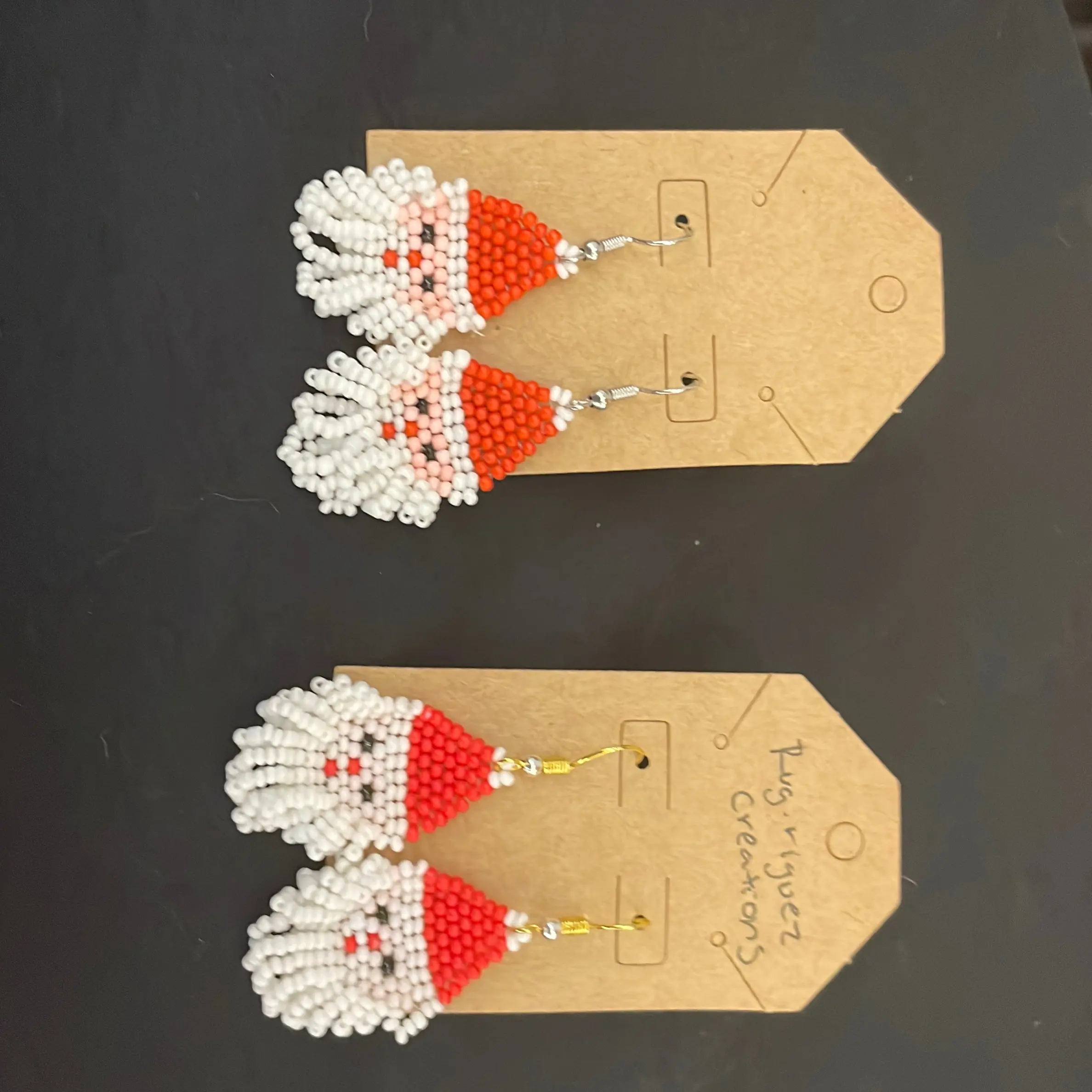 Beaded Santa Earrings - Festive Christmas Jewelry