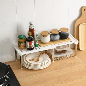Minimalist Expandable Storage Rack Kitchen Shelf Organizer Kitchen Utensil Organizer Multi-Functional Tiered Cabinet Cutlery & Spice Bottle Storage Homeware Storage Solution