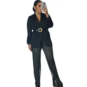 Wide Rhinestone Net Wide Leg Pants Holiday Collection