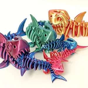 3D Printed Skull Shark Sculpture, Moveable Fish Decor, Perfect Halloween & Christmas Gift, Unique Desk Accessory