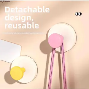 5Pcs Dopamine Color Suction Cup Hooks, No Punch Strong Adhesive Plastic Wall Hooks for Bathroom Door Key Hanger