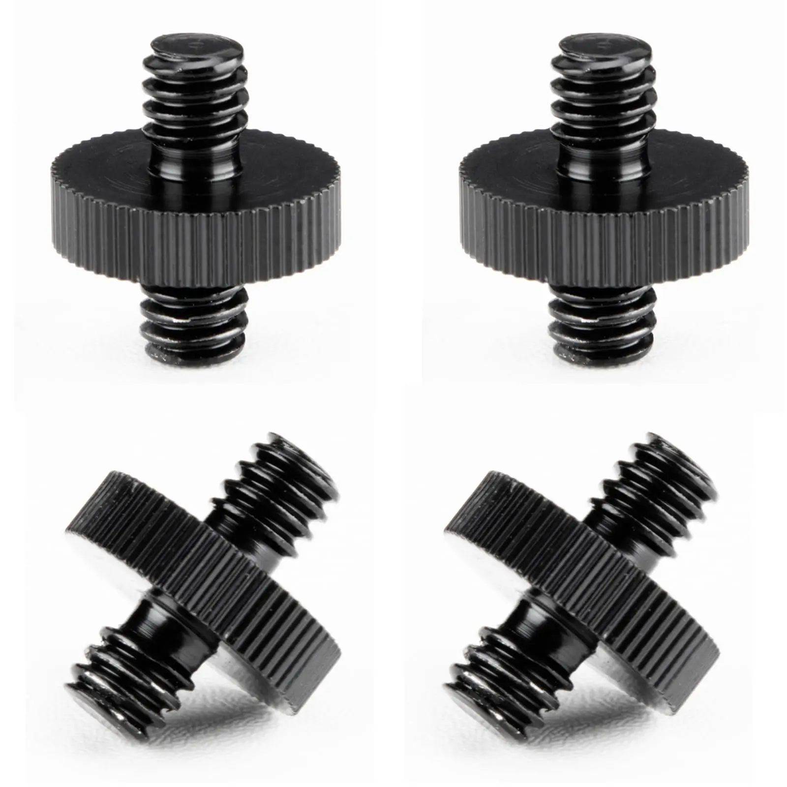 4 Pack 1/4" Male To Threaded Tripod Screw Adapter Double Head Stud Standard Mounting Thread Converter For Camera Cage Mount Light Stand Monopo Shoulder Rig