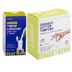 Lubricated Tampon Kit  - Tampon Gel (to help with tampon insertion), and 100% organic cotton tampons (Available in Light, Regular, Super Absorbency). The most comfortable tampon!