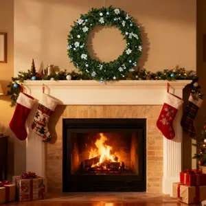 iCapeson 60in Pre-lit Christmas Wreath with 220 Warm & Cold White LEDs, 11 Modes Remote Control, 600 PVC Tips & DIY Ornaments for Front Door Indoor Outdoor Holiday Decor