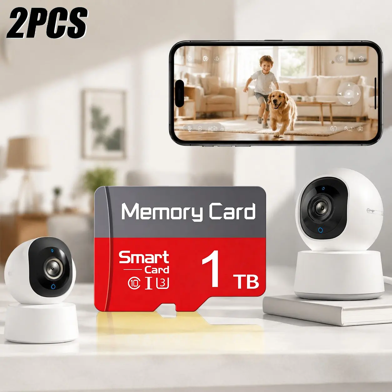 2 Pieces 1TB micro sd card, Comes with SD Card Adapter, Wide Compatibility, Class 10, sd card, TF Card, sd memory card for Desktop PC, Car Speaker, Surveillance Camera Sd Card Storage Sd Card For Security Camera