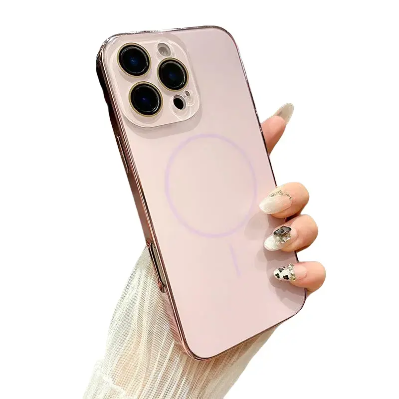 Magnetic Shockproof Matte Case Build in lens protector Anti-Fingerprint Phone Case For iPhone 16 Pro Max cases 15 14 13 12 Pro Max Wireless Cover