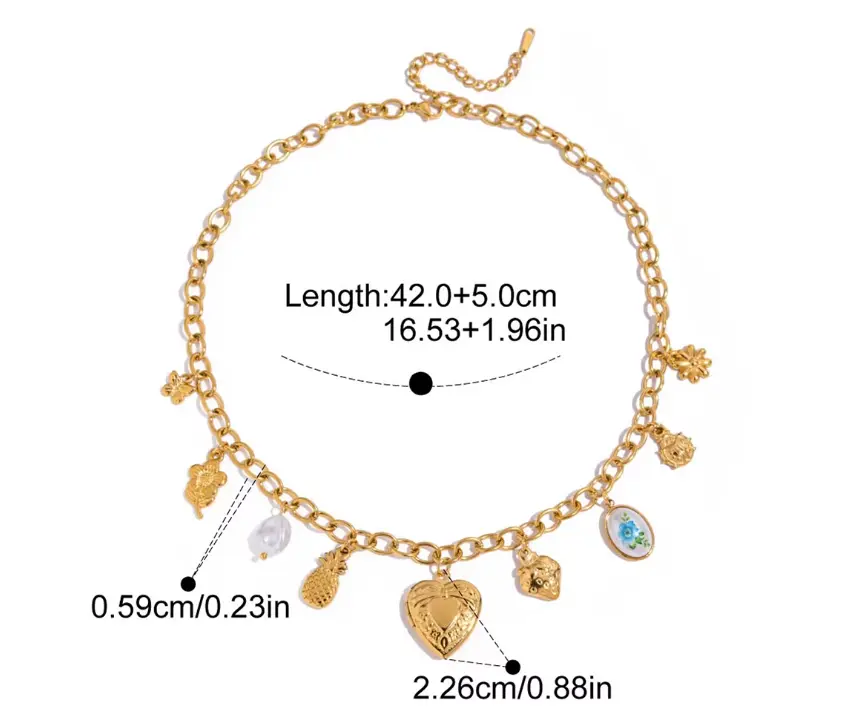 Charm Necklace Heart Pendant