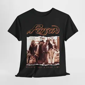 Vintage Poison Band Tee, 90s Rock Concert Graphic Unisex T-Shirt, Short-sleeve, Menswear Top