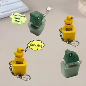 Spinning Quack Duck Keychain & Frog Croaking Realistic Sound Fidget Toy with Lights Durable ABS Plastic Construction for Adults Kids Focus Relaxation Stress Relief