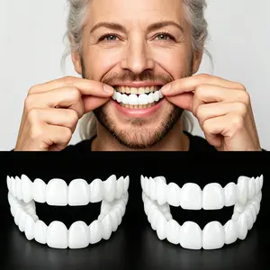 (3 Pairs) Instant Veneer Dentures - Temporary TeethRestoration Kit Cosmetic Braces Snap-On Smile TeethClamp Top and Bottom  Upper and lower dentures