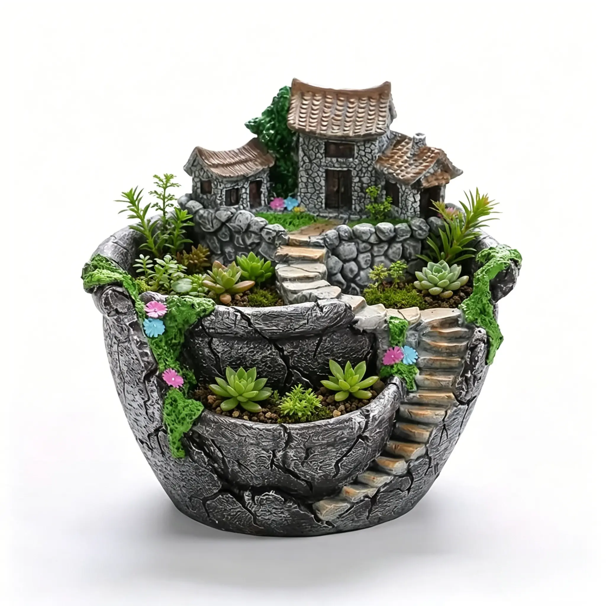 Vintage Rustic 3 Grid Planter Pot Decorative Gardening Gift for Plant Lovers Home Decor Pots