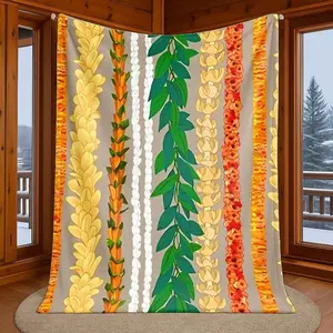 A Blanket Featuring a Hawaiian Lei Pattern. The Lei Holds Significant Meaning in Hawaiian Culture. This Lightweight Blanket Is Perfect for Napping in for All Seasons And Is Suitable for Use on Sofas, Beds, in The Office, While Camping