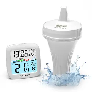 Pt2 wireless pool thermometer floating easy read ipx7 water temperature thermometer with alarm clock water comfort level high accurate sensor for swimming pool hot tub bathtub