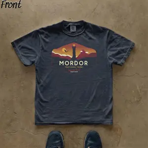 Gildan Men's Round Neck Crewneck Short-Sleeve T-Shirt - Streetwear Casual T-Shirt with LOTR Mordor National Park Graphic, for Tolkien Middle Earth Mount Doom Fans, Tshirt
