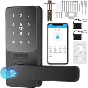 VEVOR 5-in-1 Smart Door Knob Lock - Aluminum Alloy Security Device with Biometric Function, Digital Keypad, Electronic Code, Fingerprint Handle, App Control, IP63 Rating, Fits Standard & Front Doors, Door Security Lock, Biometric Door Knobs