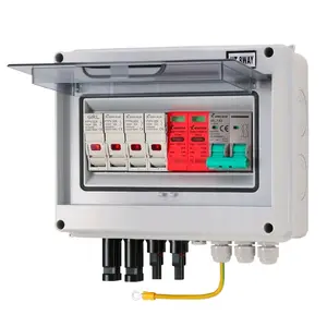 Solar PV Combiner Box, DC 600V Safety Device with Lightning Protection, 63A DC MCB, 32A Fuse Breaker, SPD, Waterproof IP65 for 8-10 Panels (Electrical Circuit Breaker for Home Improvement)