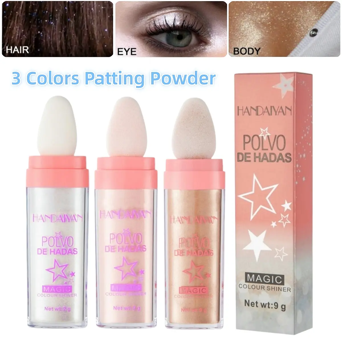 Handaiyan 3-in-1 Contouring & Highlighting Powder Palette - Gentle, Smooth, Daily Combination Cosmetic with Radiant Shimmer for 3D Effect, Doesn’t Clump, For All Skin Tones & Beginners, Party