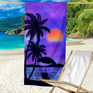 [Quick-Drying Beach Towel] SuperAbsorbent Quick-Drying 1pc Seaside Coconut Tree Print Beach Towel,  Lightweight and - Beach Blanket