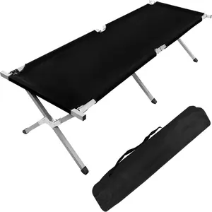 Portable Folding Camping Cot with Carrying Bag, Lightweight Aluminum Frame Outdoor Bed, Army Green, Space-Saving & Durable for Travel, Hiking, Camp