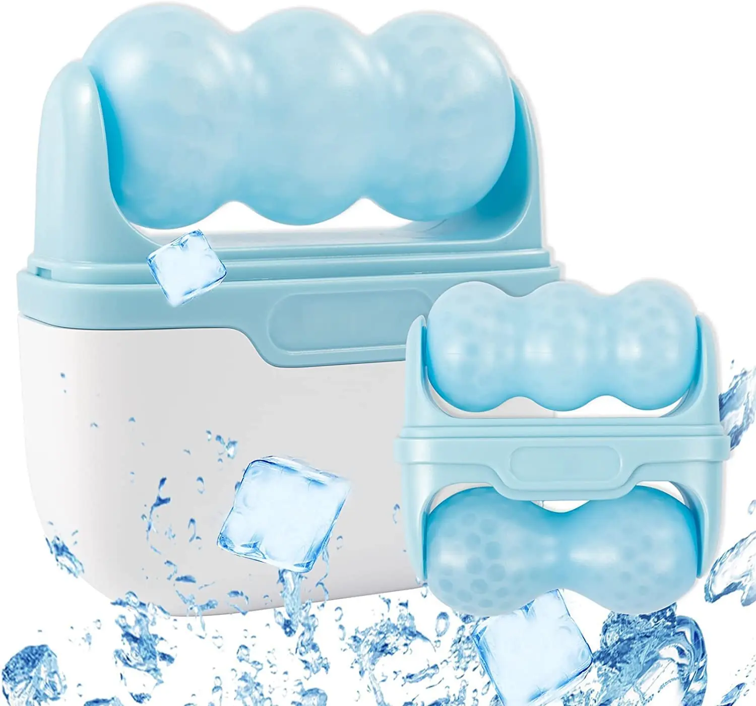 Ice Roller Double Ended, Ice Roller for Face & Eye Puffiness Relief, Ice Face Roller Massager for Migraine Pain, 2 in 1 Facial Ice Roller Skin Care Tool for Whole Body Minor Injury Cold Compress
