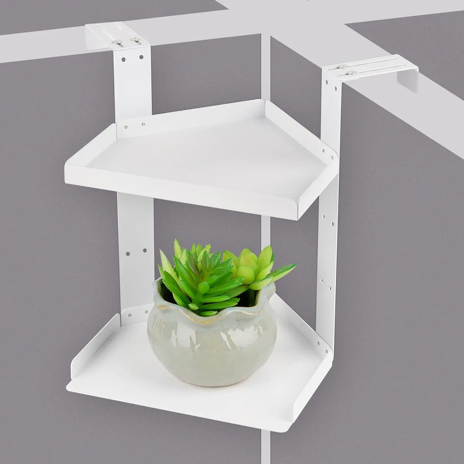 Hanging Office Cubicle Shelves with Adjustable Hooks - Lightweight, Wall-Mountable, Height-Adjustable Synthetic Corner Organiser for Easy Installation, Photo Frames, Home Decor, 2 X Hooks