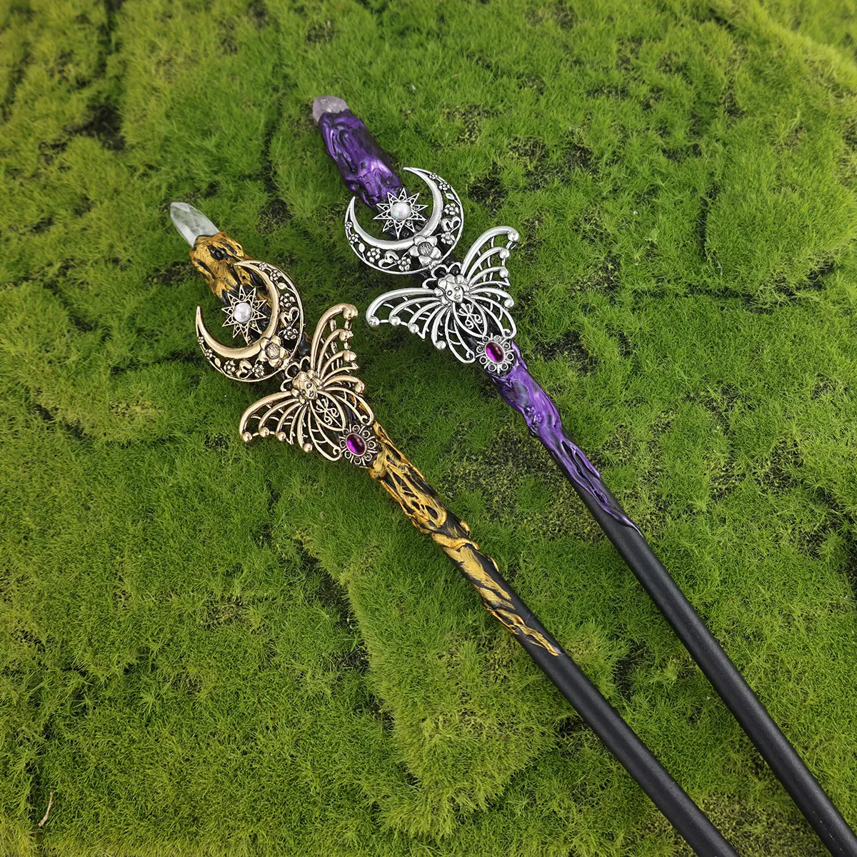 Halloween Charming Witch Wand with Irregular Natural Stone, Alloy Material, Perfect for Dark Spells & Altar Rituals, Stylish Decoration, Ornaments, Party Favor, Party Decoration Supplies, Party Accessories, Party Props