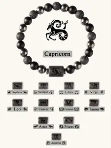 12 Constellation Beaded Crystal Bracelet, Obsidian Handmade Light Luxury Retro High-End Bracelet, Fashion Accessories for Men & Women, Beaded Bracelets