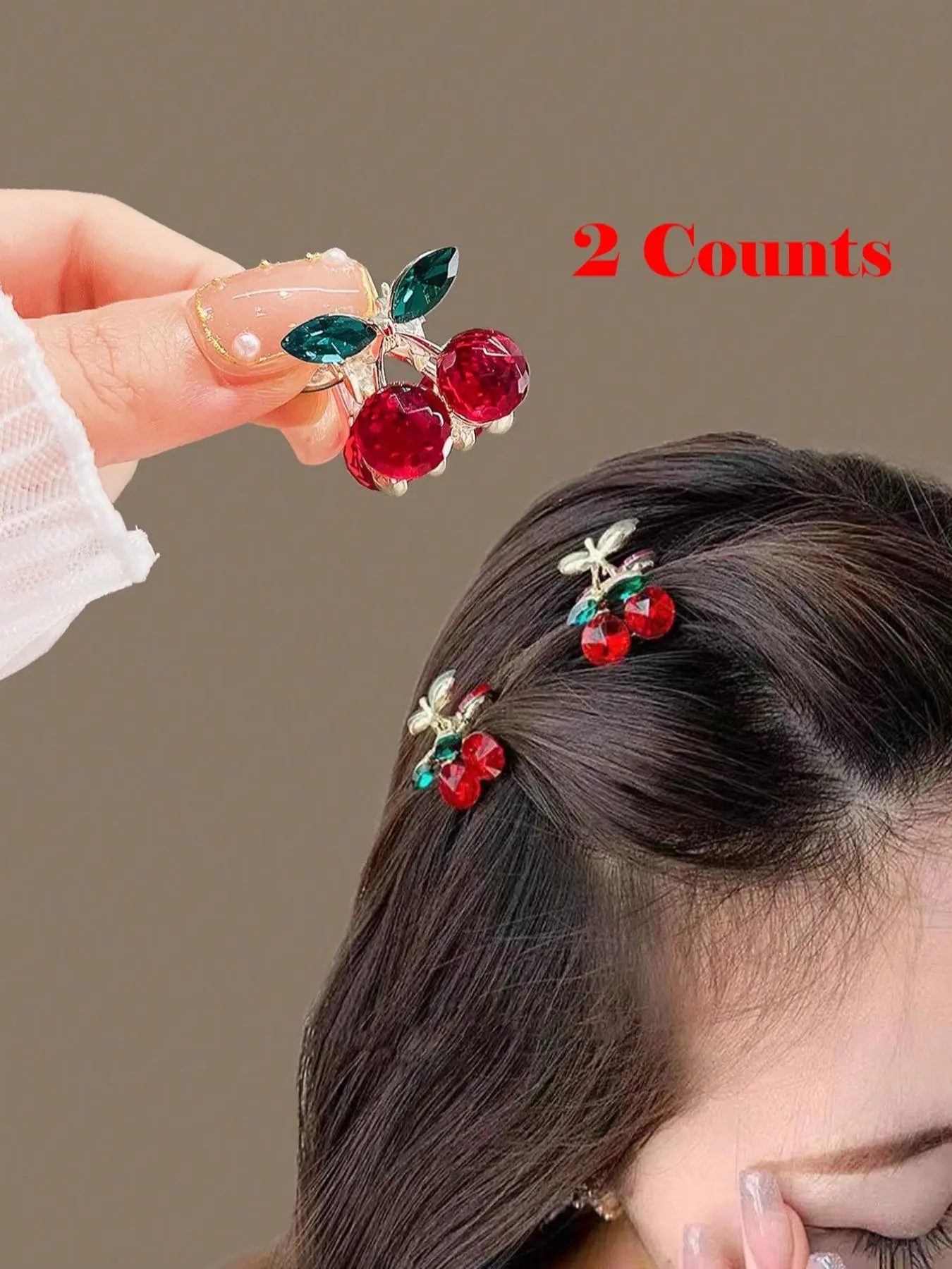Cute Cherry Decor Hair Claws Set, Super Cute Clips, Colorblock Hair Accessories for Women & Girls, Minimalist Headwear Suitable for Thick Hair