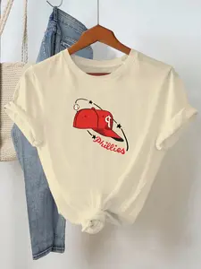 Philadelphia Phillies Baseball Cap Sport Geometric Print Women Short Sleeve Regular Fit New 2026 Summer All Seasons Casual Style