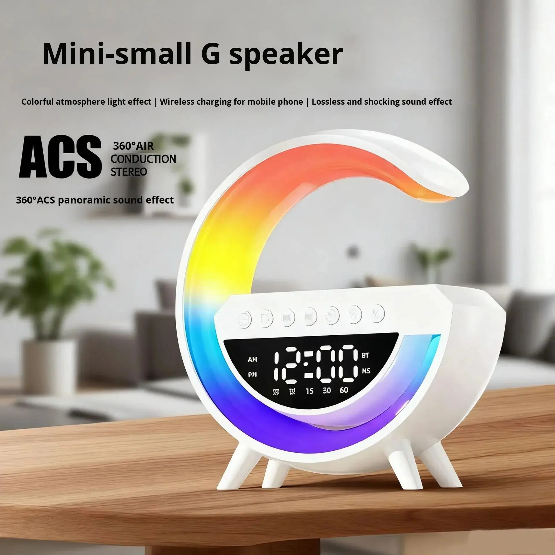 Multifunctional Wireless Speaker with RGB Night Light and Alarm, Wireless Charging, Colorful LED Lights, Colorful Atmosphere Light Effect, Decorative Atmosphere Light, Bluetooth-compatible Speaker for Home Decor