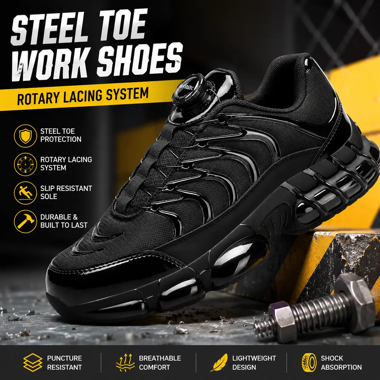 2026 Men's Steel Toe Shoes ,Non-Slip Sturdy Work Shoes Lightweight Steel Toe Athletic Shoes Safety Shoes Puncture Resistant Composite Toe Outdoorfun,back to school,back to school haul