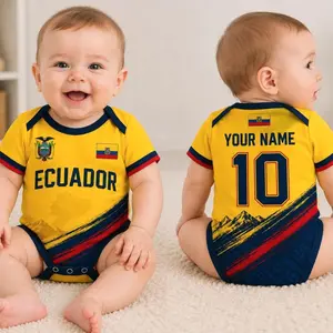 Custom Ecuador 2026 World Soccer Baby Suit, Personalized Name Number Baby Romper, Soccer Uniform Kit, Gifts For Newborn ECJ