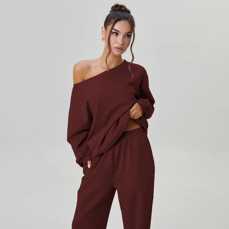 Cozy Knit Co Ord Set, Chic Women's Solid Drop Shoulder Sweater & Drawstring Waist Pants Two-piece Set, Casual Cozy Knitwear for Daily Outdoor Wear Matching Fall & Winter Womenswear Suits, Comfort, Coord, Versatile