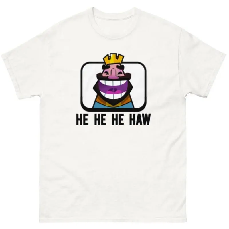 Men's 100% Cotton Casual "He He He Haw" Graphic T-Shirt - Streetwear Short-Sleeve Round-Neck Top, Menswear Fabric Tee