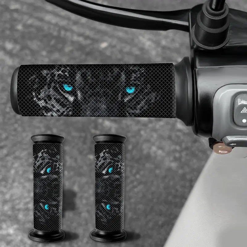 2PCS Mysterious Blue Eye Black Panther Motorcycle Stickers Waterproof Anti-Slip Durable for Motorcycles Bicycles Dirt Bike Handlebars Outdoor Trendy Decorative Decal Motorcycle Decoration Cycling Enthusiasts DIY Accessories