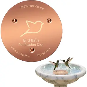 1PC 1mm Thick Reinforced 99.99% Pure Copper Bird Bath Disk with Triple-Point Support, Physical Safe Water Cleaner for Outdoor All-Season Bird Bath Accessories