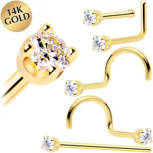 14k Yellow Gold 2mm Moissanite Nose Ring