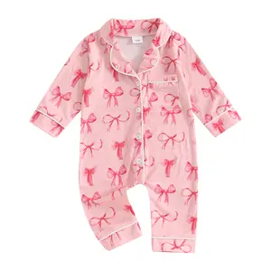 REDWOON Newborn Infant Baby Girl Pyjamas Outfits Long Sleeve Button Down Cute Printed Pajamas Romper Fall Pjs Jumpsuit