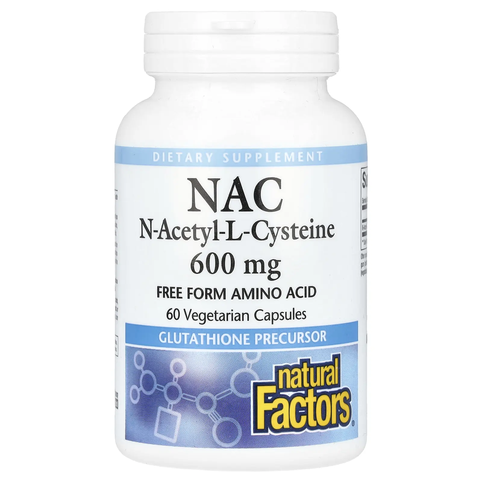 Natural Factors NAC, N-Acetyl-L-Cysteine, 600 mg, 60 Vegetarian Capsules
